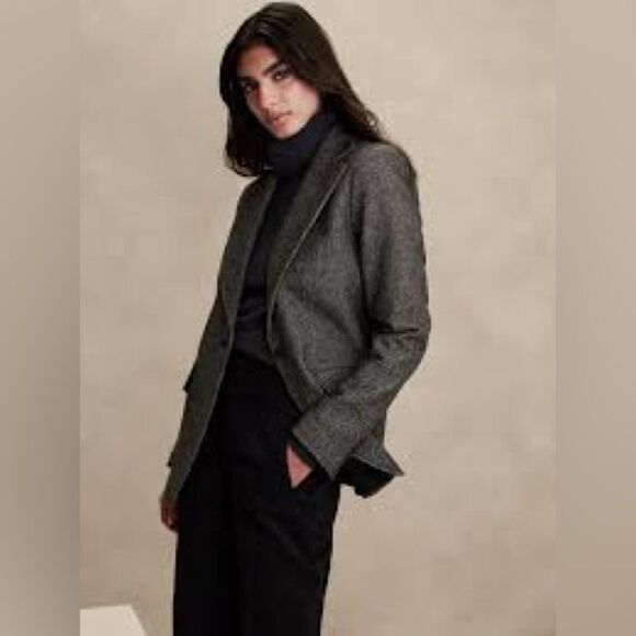 Banana Republic Women's Unstructured Blazer In Grey - Wool Blend Size Medium - Picture 1 of 7
